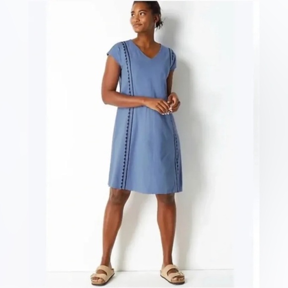 J. Jill Dresses & Skirts - J Jill  Dress L Embroidered Boho Lagenlook Minimalist Lightweight Beach Purejill